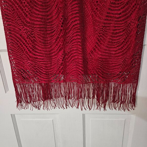 Emma Michelle Red Evening Dress with sparkle and bottom fringe layer SZ XL - Picture 3 of 10